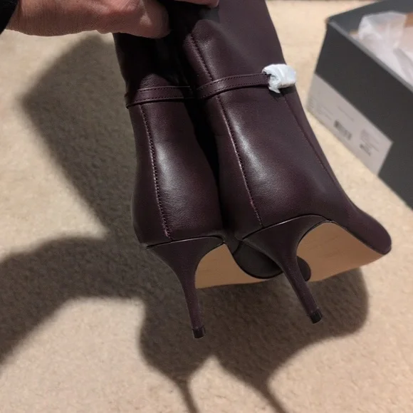 NWT Ann Taylor Rich Cranberry Chain Wrap Leather Boot - Picture 6 of 10